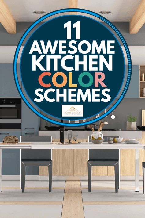 11 Awesome Kitchen Color Schemes - Home Decor Bliss Kitchen In Light Colours, Small Kitchen Ideas Colors, Kitchen Color Decor Ideas, Kitchen Counter Color Ideas, Interior Color Schemes Kitchen, Colour Scheme For Kitchen, Kitchen Decor Colors Scheme, Updated Kitchen Ideas Color Schemes, Polylac Kitchen Colors