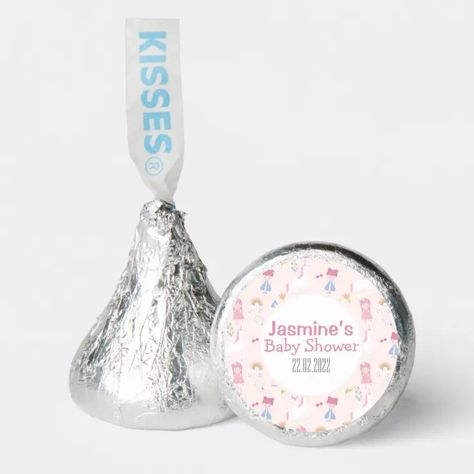 Pink Fairytale Princess Unicorn Baby Shower Party Hershey®'s Kisses® | Zazzle Kiss Pink, Baby Shower Candy, Butterfly Girl, Candy Labels, Unicorn Baby Shower, Butterfly Baby Shower, Baby Shower Supplies, Pink Water, Purple Themes