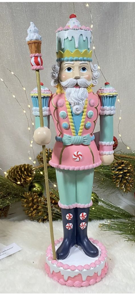 Candy Land Nutcracker, Nutcracker Gingerbread, Candyland Nutcracker, Easter Nutcracker, Pastel Nutcracker, Pastel Nutcracker Christmas, Candy Nutcracker, Gingerbread Nutcracker, Sugarplum Christmas