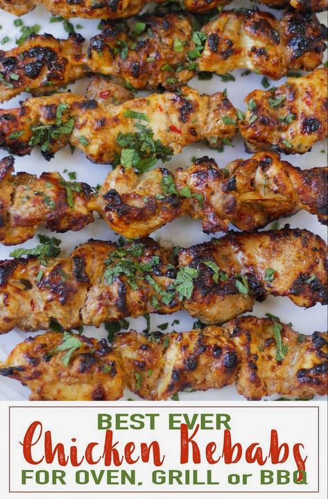 Savor the simplicity and flavor of these chicken kebabs, featuring a delectable yogurt marinade. These versatile skewers can be grilled, baked, or barbecued, offering a healthy twist on your beloved Greek takeaway. Perfect for any cooking method, they bring a taste of Greece to your table. Greek Takeaway, Kebab Ideas, Chicken Afritada Recipe, Kebabs Recipes, Skewered Chicken, Cashew Chicken Recipe, Yogurt Marinade, Chicken Kebab Recipe, Chicken Kebab