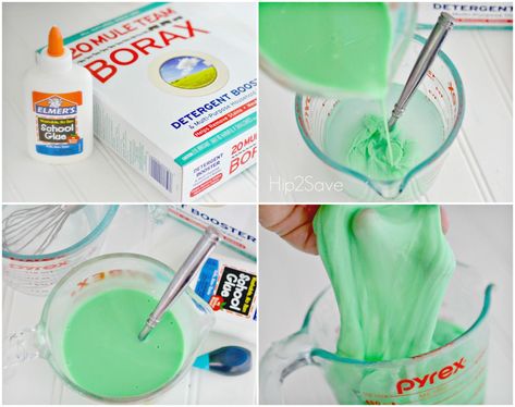 Slime Recipe Glue, Ingredients Design, 2 Ingredient Slime, Borax Slime Recipe, Perfect Slime, Homemade Slime Recipe, Borax Slime, Green Slime, Slime No Glue