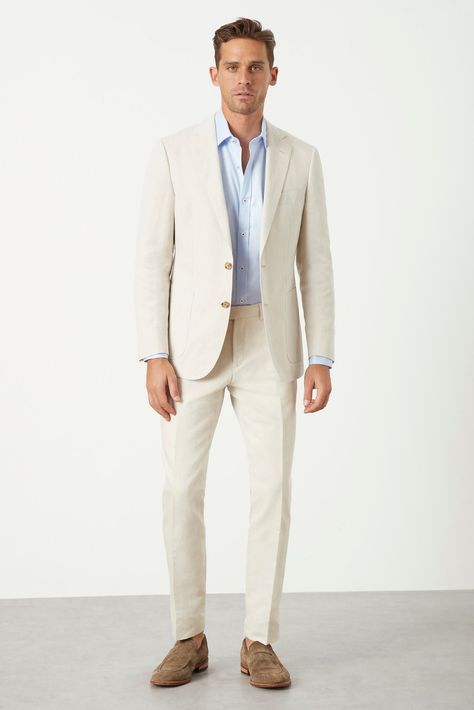 Sand Suit Men Wedding, Sand Suit Men, Italy Wedding Guest Outfit Men, Sand Suit, Groomsman Attire, Wedding Guest Outfit Men, Wedding Attire For Men, Mens Formal Outfits, Ivory Suit