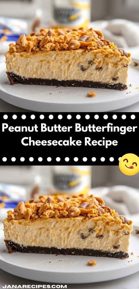 Craving a rich dessert? This Peanut Butter Butterfinger Cheesecake Recipe is the ultimate indulgence. It's a no-bake treat that combines creamy peanut butter and crunchy Butterfinger, making it perfect for family gatherings. Rich Cheesecake Recipes, Butterfinger Dessert, Butter Finger Dessert, Butterfinger Cheesecake, Butterfinger Cake, Rich Cheesecake, Butterfinger Candy, Poke Cake Recipes, Rich Desserts