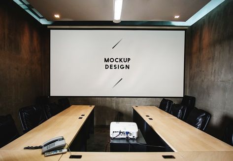 Mockup Vectors, Photos and PSD files | Free Download Meeting Room Tv, Wooden Staircase Railing, Projector Wall, Set Up Ideas, Best Projector, Safe House, Board Room, Office Designs, Room Screen