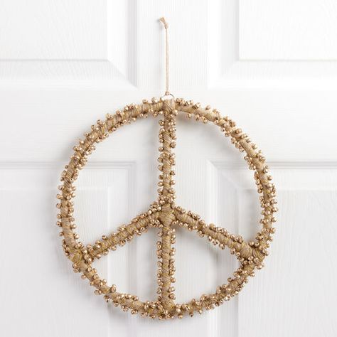 Jute Peace Sign With Bells Hanging Decor by World Market Peace Wreath, Wood Ornaments, World Market, Peace Sign, Holiday Decorations, Yule, Holiday Cheer, Hanging Decor, Christmas Decor