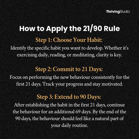 Ready to make meaningful changes that stick? Discover the 21/90 rule—a simple yet powerful approach to habit formation. Commit to a new habit for 21 days, and watch it become a natural part of your life by day 90. Whether you want to boost your health, enhance productivity, or achieve personal goals, this method provides a clear path to lasting success. #21DayChallenge #90DayTransformation #HabitFormation #LifeChange #PersonalGrowth #AchieveYourGoals 21 90 Rule, 90/10 Rule, 21 Days Habit, 90 Day Transformation, Habit Formation, 21 Day Challenge, Personal Goals, Watch It, 21 Days