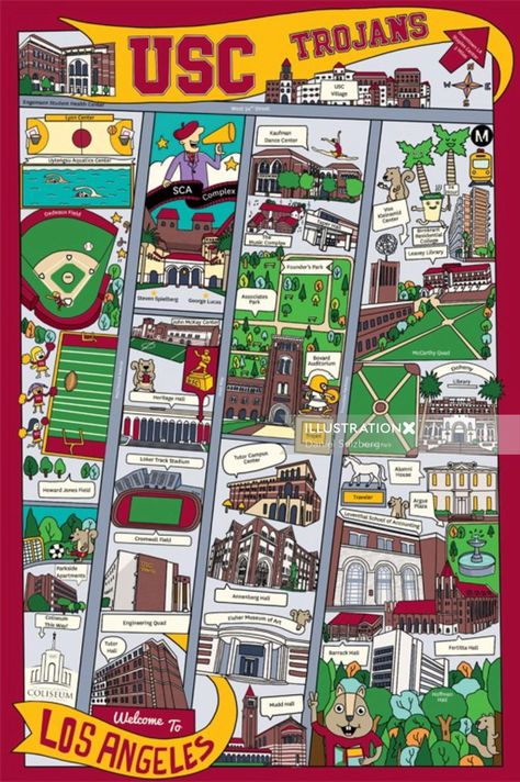 USC Campus Map illustration Usc Aesthetic Campus, Usc Aesthetic, College Manifestations, Usc Campus, Usc University, Manifesting Life, Usc Trojans Football, California Wallpaper, Trojans Football