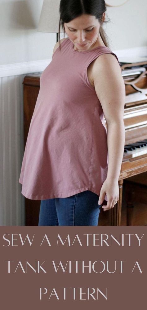 How to sew a stretchy maternity tank without a pattern - Shoebox On A Hill Maternity Wardrobe Capsule, Capsule Maternity Wardrobe, Diy Maternity Clothes, Maternity Sewing Patterns, Maternity Capsule Wardrobe, Maternity Patterns, Maternity Sewing, Maternity Wardrobe, Tank Top Pattern