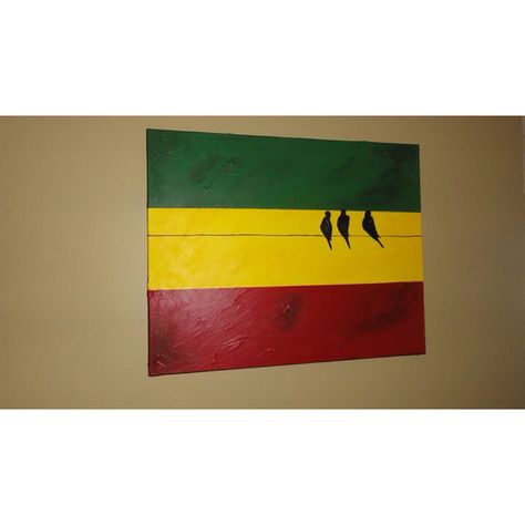 Three little birds painting I did for Corey's office. Rasta Bedroom Ideas, Reggae Painting, 3 Birds Tattoo Bob Marley, Rasta Painting Ideas, Bob Marley Painting Easy, Bob Marley Art Painting, Three Little Birds Tattoo Bob Marley, Rasta Artwork, Hippy House