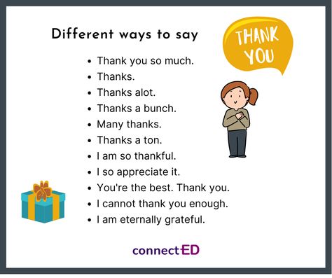 The holidays are about saying "thank you". Here are different ways to express thanks. Different Way To Say Thank You, Say Thank You In Different Ways, Roleplay Ideas, Thanks A Bunch, Meaningful Conversations, English Vocabulary Words Learning, You're The Best, Aesthetic Words, English Vocabulary Words