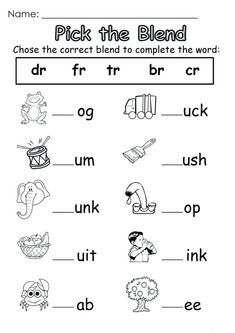 Correct Blend - Kindergarten English Worksheets Blends Kindergarten, Consonant Blends Worksheets, Digraphs Worksheets, Blends Activities, Phonics Blends, Letter Blends, Kindergarten Phonics Worksheets, Blends Worksheets, English Worksheets For Kindergarten