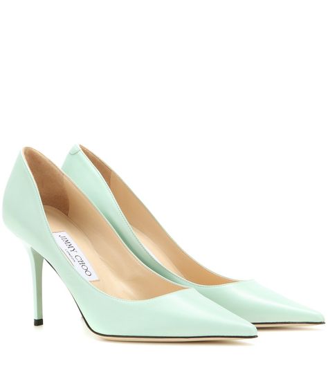 Jimmy Choo - Agnes leather pumps Mint Heels, Tiffany Green, Green Pumps, Jimmy Choo Pumps, Wear Perfume, Shoes Green, Jimmy Choo Heels, Green Heels, Genuine Leather Shoes