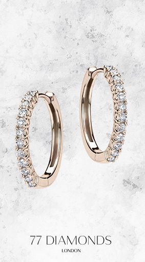 Ballerina Diamond Hoops #diamondearrings #rosegold #love #sparkle #diamonds 77 Diamonds, Contemporary Wedding Rings, Round Diamond Earrings, Wedding Ring Styles, Love Sparkle, Gold Ring Designs, Diamond Jewelry Designs, Hoops Earrings, Gold Earrings Designs