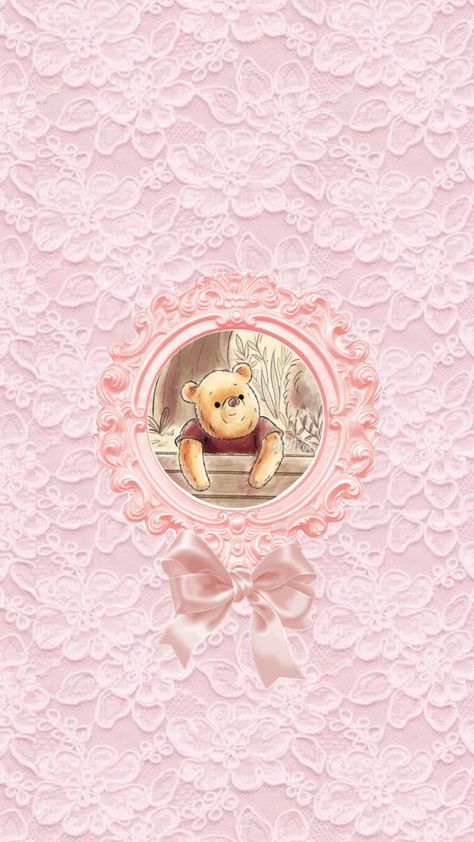 #winniethepooh #winnie #Pooh #pinkframe #lace #pinklace #bow #pinkboard Pink Winnie The Pooh Wallpaper, Pooh Bear Wallpaper Aesthetic, Winnie The Pooh Wallpaper Aesthetic Vintage, Cute Disney Wallpaper Aesthetic, Winnie The Pooh Lockscreen, Winnie The Pooh Wallpaper Aesthetic, Winnie The Pooh Aesthetic, Pink Winnie The Pooh, Winnie The Pooh Background