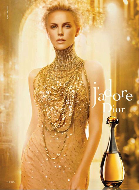 Christian Dior | Christian Dior J’Adore Fragrance 2011 Ad Campaign | Art8amby's Blog Dior Jadore, Dior Collection, Dior Dress, Phoebe Tonkin, Evan Peters, Charlize Theron, Dylan O'brien, Gull, Gold Dress