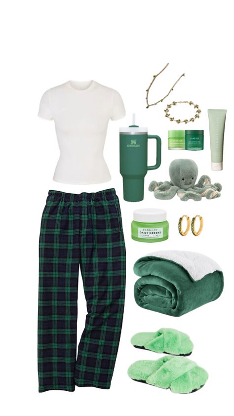 #green #beauty #skincare #outfitinspo #victoriasecret #fashion #white #minimalistic #pjs #stockholmstyle #basic #stargirl #cleangirl #vanillagirl Green Pjs, Pajamas Aesthetic, Cute Lazy Day Outfits, Fashion White, Lazy Day Outfits, Thrift Fashion, Stockholm Fashion, Green Outfit, Cute Everyday Outfits