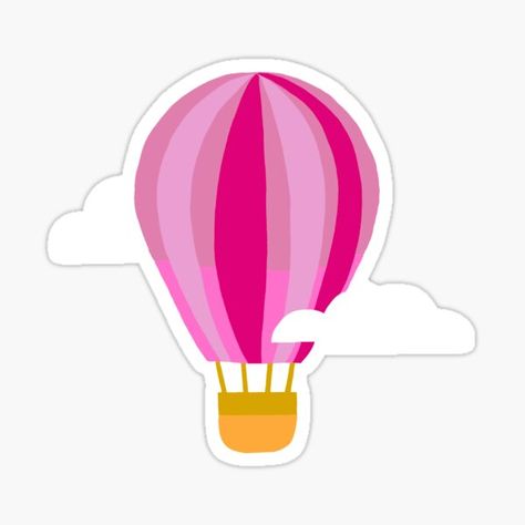 "Hot air balloon " Sticker by toriyoung20 | Redbubble Balloon Stickers Free Printable, Hot Air Balloon Sticker, Pink Hot Air Balloon, Hot Air Balloon Cake, Hot Air Balloon Design, Inheritance Games, Balloon Cake, Nursery Room Inspiration, Balloon Design