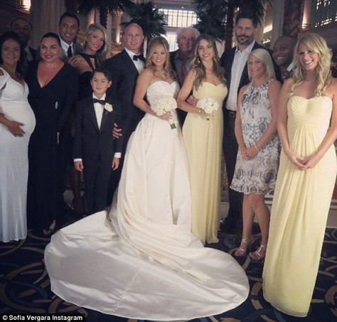 Sofia Vergara is maid of honor at best friend's wedding #dailymail Sofia Vergara Wedding, Blue Halter Dress, The Modern Family, Joe Manganiello, Sofia Vergara, Strapless Gown, Miranda Kerr, Tie The Knot, Step Back