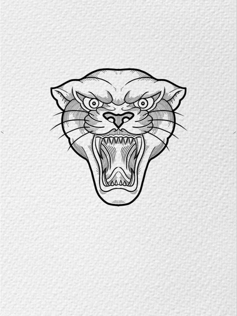 Puma Head Tattoo, Panther Head Tattoo, Panther Tattoo Design, Puma Tattoo, Traditional Tattoo Drawings, Geometric Animal Tattoo, Gladiator Tattoo, Optical Illusion Tattoos, Illusion Tattoos