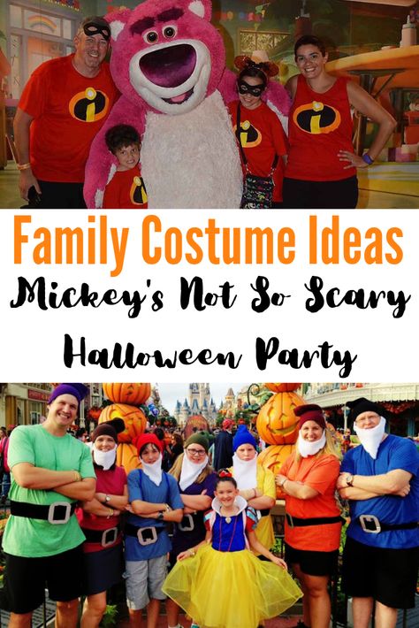 Easy and cute family Halloween costume ideas for Mickey's Not So Scary Halloween Party at Walt Disney World #mnsshp #disneyworld #halloween Mickeys Halloween Party Costumes, Halloween Party Photos, Family Costumes For 3, Disney Family Costumes, Family Costume Ideas, Halloween Costumes For Big Kids, Mickeys Not So Scary Halloween, Disney Halloween Parties, Disney World Halloween