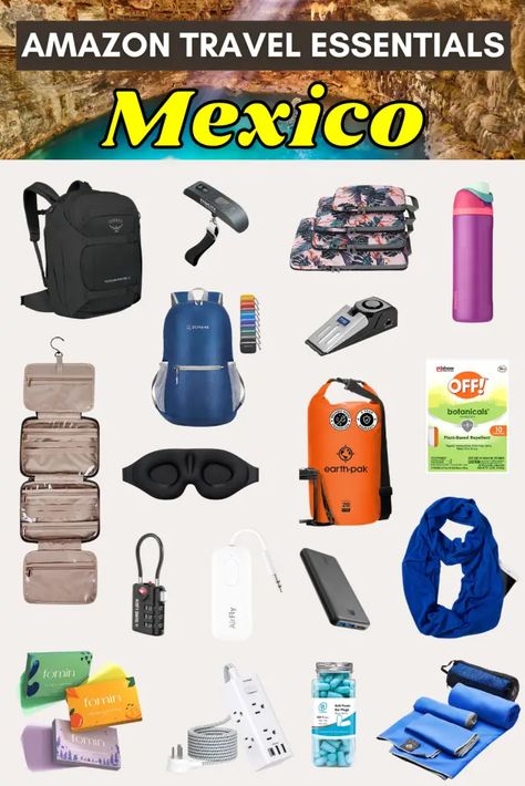 Amazon Travel Essentials, Mexico Packing List, Travel Backpack Essentials, Backpacking Essentials, Trip To Mexico, Backpack Essentials, Mexico Travel Destinations, Tropical Birthday, Tropical Travel