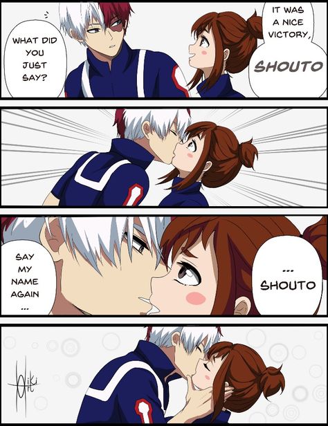 Todoroki X Uraraka, Uraraka Harem, Bakugou And Uraraka, Rwby Fanart, Ochako Uraraka, Mha Ships, Naruto Cute, Cute Love Stories, Boku No Hero Academia Funny