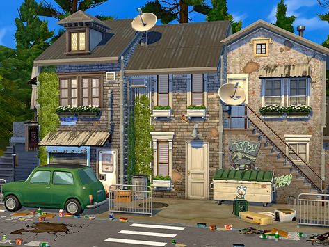 Sims 4 Rags To Riches House, Sims Rental Ideas, Sims 4 Plot Ideas, Sims 4 Apartment Lot, Sims 4 Townhouse Floor Plans, Sims 4 Rental Lots, Sims 4 For Rent Builds, Sims 4 For Rent, Townhouse Sims 4