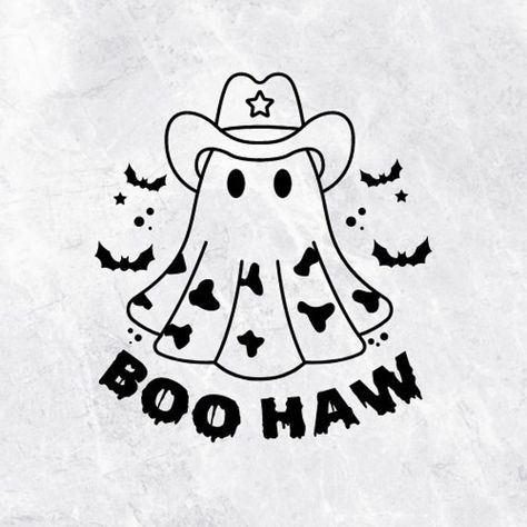 Easy Shirts To Make With Cricut, Aesthetic Cricut Shirts, Cowboy Ghost Drawing, Halloween Funny Signs, Cute Ghost Svg, Fall Svg Shirts, Cowboy Ghost Tattoo, Halloween Svgs Free, Ghost Drawing Cute