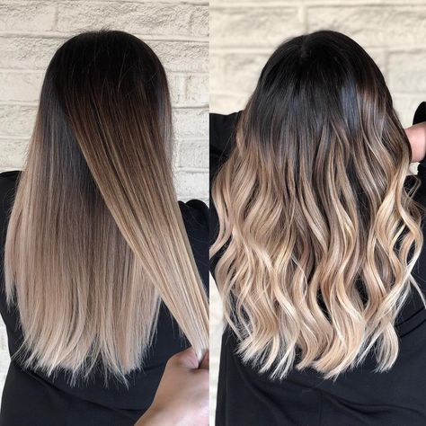 Fall Balayage Blonde Straight Hair, Brown Hair Blonde Ends Ombre, Ombre Blonde Straight Hair, Ambray Hair Color Ombre, Ombre Dark Roots Blonde Ends, Brown And Blonde Baylage, Creamy Blonde Ombre, Brown Blonde Ombre Balayage, Melted Root Balayage