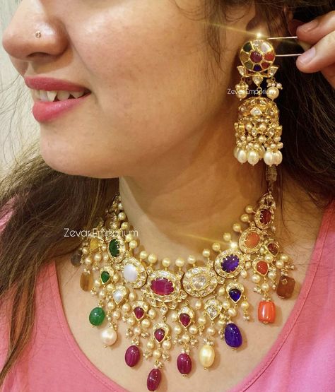 Navaratna Jewellery Gold, Navaratan Earrings, Navarathan Jewellers, Navaratna Earrings, Navratan Choker, Navaratan Jewellery, Navaratna Necklace, Navratna Jewellery, Navratna Necklace