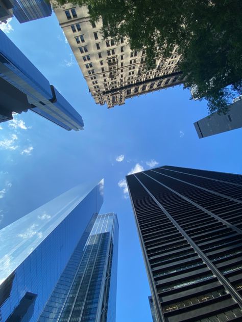 Light Blue City Aesthetic, Blue Aesthetic Building, Blue New York Aesthetic, New York Blue Aesthetic, Clear Blue Aesthetic, Blue City Aesthetic, Skyscraper Aesthetic, Blue Aesthetic Sky, New York Skyscrapers