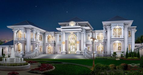 Luxury Architecture, Luxury Exterior, Luxury Houses Mansions, Mansion Designs, Classic House Design, Dream Mansion, Lots Of Windows, Modern Mansion, House Outside Design