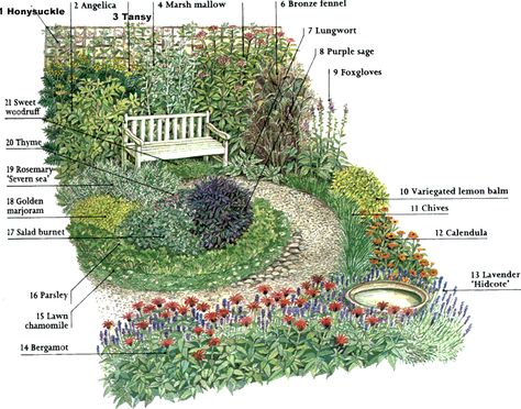 http://www.angelfire.com/stars5/student1/Lrggarden.gif Herb Garden Layout, Garden Layout Ideas, Medicinal Herbs Garden, Herb Garden In Kitchen, Backyard Garden Layout, Herb Garden Design, Herbal Plants, Garden Design Layout, Garden Design Plans