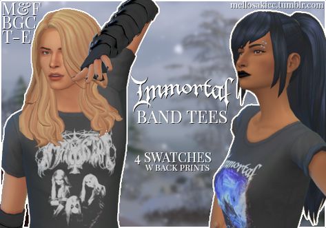 Sims 4 Black Metal Cc, Sims 4 Metal Cc, Sims 4 Cc Band Tees, Immortal Band, Ria Core, Spirit Phone, Mod Board, Cc Skin, Los Sims 4 Mods