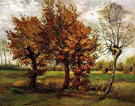 https://flic.kr/p/o9LoKZ | Vincent van Gogh. 1883-85 Autumn Landscape with Four Trees Van Gogh Autumn, Vincent Van Gogh Paintings, Van Gogh Paintings, Tile Murals, Sunflower Painting, Post Impressionists, Autumn Landscape, Autumn Trees, Tree Designs