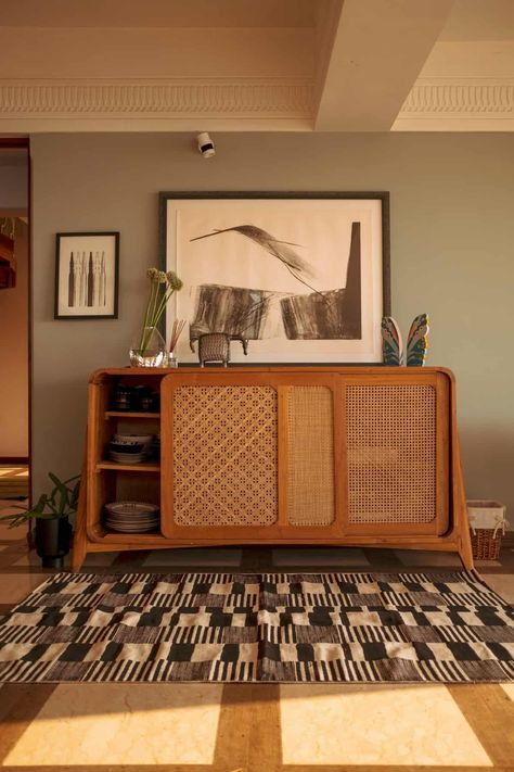 How To Decorate A Sideboard, Natural Teak Wood, The Sixties, Teak Sideboard, Livingroom Layout, Teak Furniture, Furniture Care, Furniture Storage, Curtains For Sale