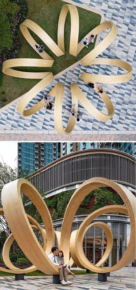 Form and Function - Sleek Wooden Ribbons Spiral in an Infinitely Looping Installation in Hong Kong ~.~ Spiral Installation, Spiral Slide, Sound Garden, Science Centre, Form And Function, Clothes Hanger, Hong Kong, Sound, Ribbon