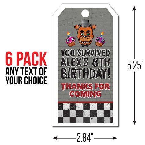 Five Nights At Freddy's PERSONALIZED Thank You Tags - 6 Pk Five Nights At Freddy's Birthday Ideas, Five Nights At Freddy's Party, Five Nights At Freddy's Birthday, Thank You Tags, Party Shop, Five Night, Five Nights At Freddy's, Birthday Party, Thank You