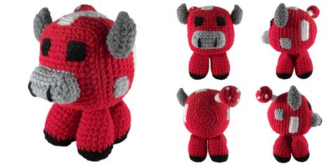 An 8 inch tall Minecraft Mooshroom amigurumi. You can purchase the pattern on Ravelry . If you have any questions feel free to emai... Mooshroom Crochet, Minecraft Mooshroom, Minecraft Crochet, Crochet Things, Crochet Pillow, Cute Crochet, Winter Glove, Crochet Toys, Stuffed Animals