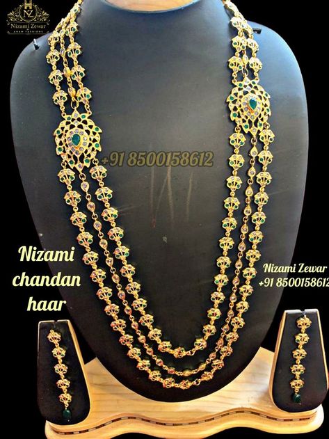 Get this elegant 6crt gold plated chandan haar with pearls only at the virtual house of nizami zewar and can be customised. Rani Haar, Chain Necklace, Gold Plate, Plating, Chain, Gold, Quick Saves