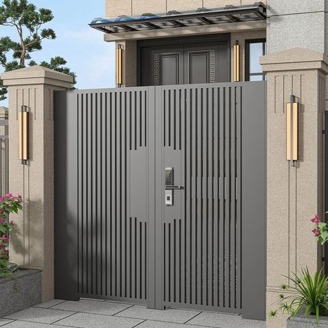 M S Gate Design Modern, House Front Gate Entrance, Front Gate Design Modern, Modern Iron Gate Designs, Modern Front Gate Design, Iron Main Gate Design, Modern Main Gate Designs, Gate Design Ideas, Arsitektur Kolonial