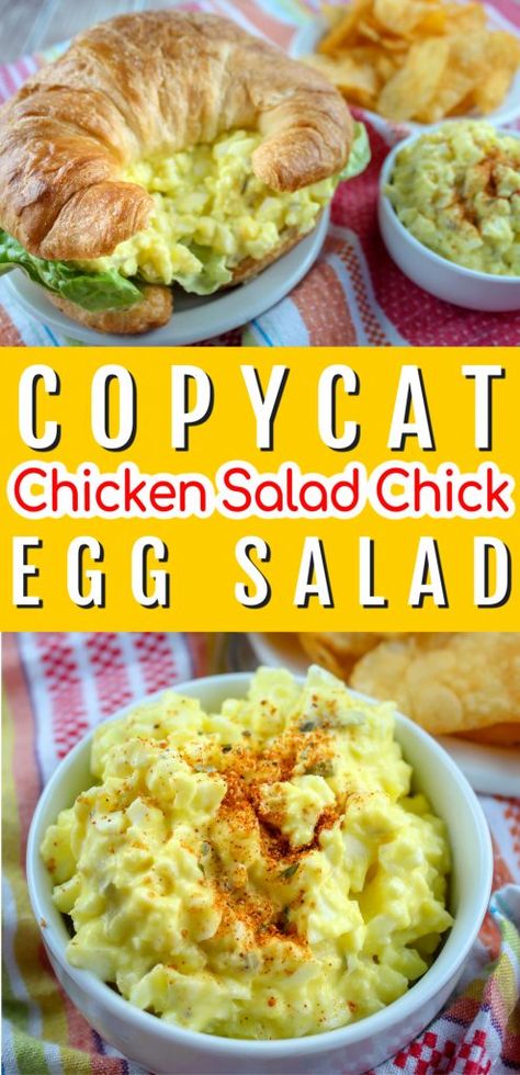 Chicken And Egg Salad Sandwich, Chick Salad Chick Chicken Salad, Chicken Egg Salad Sandwich, Egg And Chicken Recipes, Chicken Salad Chick Copycat Recipes Classic Carol, Arbys Chicken Salad Recipe, Chicken Salad Chick Dixie Chick Recipe, Egg Salad With Relish, Chicken And Egg Recipes