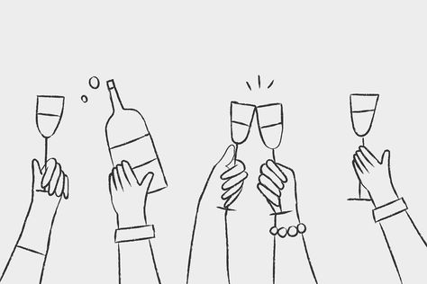 Wine Illustration, Doodle Vector, Hands Holding, Wedding Stationary, 로고 디자인, 그림 그리기, Grafik Design, Drawing Inspiration, Design Inspo