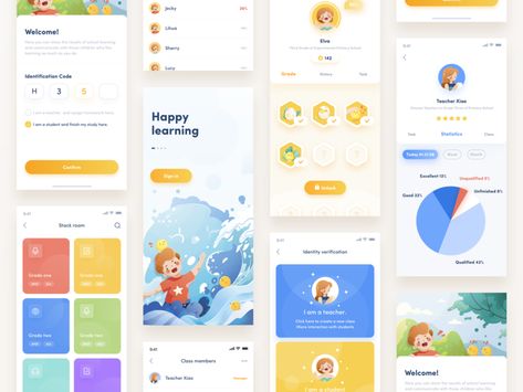 A kids' learning app3 education app education character charachter design boy data cartoon girl work ui design illustration Lms Design, Kids Learning App, Dashboard App, Web Design User Interface, Ui Design Mobile, Event App, Girls Work, Scheduling App, Amazing Websites