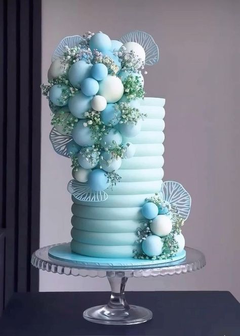 Whipped Cream Cakes, Single Tier Cake, Tiered Cake Design, Tall Cakes, Cake Decorating Frosting, Beautiful Birthday Cakes, Blue Cakes, Funfetti Cake, Beautiful Birthday