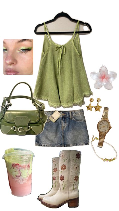 Tinkerbell pixie hollow inspired spring outfit inspo Tinkerbell Pixie Hollow, Country Outfit, Envy Clothing, Cute Country, Pixie Hollow, Funky Outfits, Swaggy Outfits, Girly Outfits, Casual Style Outfits