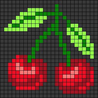 Alpha pattern #51376 | BraceletBook Cherry Pixel Grid, Cherry Cross Stitch Pattern, Cherry Alpha Pattern, Fruit Alpha Pattern, Strawberry Alpha Pattern, Cherry Pixel Art, Cherry Crochet Pattern, Cute Alpha Patterns, Pixel Flower