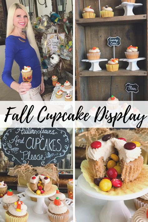 If you have a fall party in your future, a cupcake display would be a great way to WOW your guests! I’ll also share how to turn a boxed cake mix into a moist and tender cake!🧁 #fallcupcakes #falldesserts #fallfood #cupcakes #cupcakerecipes #cupcakedisplay #cupcakefrosting #cupcakerecipeseasy Mini Cupcake Stand, Cupcake Table, Cupcake Display Stand, Fall Cupcakes, Easy Cupcake Recipes, Fall Candy, Boxed Cake, Cupcake Display, Spice Cupcakes