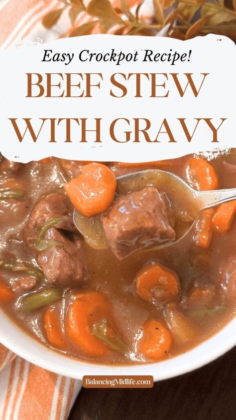 crockpot beef stew with gravy Beef Stew With Gravy, Easy Crockpot Beef Stew, Beef Stew Crock, Crockpot Beef Stew, Crock Pot Inspired Beef Recipes, Crock Pot Inspired Recipes, Crockpot Stew, Easy Beef Stew, Au Jus Gravy