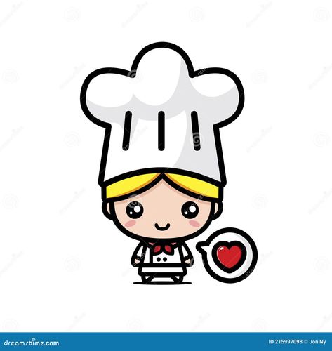 Ilustración de un personaje de dibujos animados mujer lindo ser un chef con un traje de chef Dibujos Bonitos, Chef